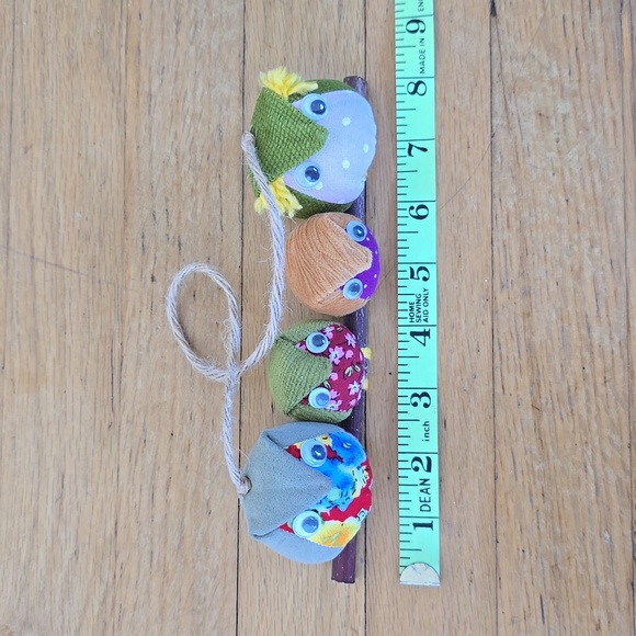 Wall Decorating Colorful Fabric Handmade 4 Owls Family Branch Wall Hanging 8"×7" - Picture 8 of 10